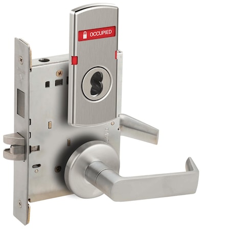 Schlage L Series Mortise Lock, Corridor Lock, 06 Lever, B Rose, Less SFIC, VACANT/OCCUPIED Indicator for Out L9456B 06B 626 L283-722